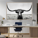 Longhorn Bull Canvas Print | Rustic Farmhouse Wall Art |