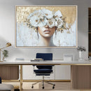 Golden Petal Wall Art - Canvas Print Flower Head Woman