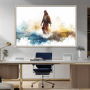 Watercolor Jesus Walking Wall Art Print, Jesus Water Canvas