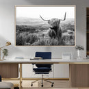 Scottish Highland Cow Wall Art | Black and White Canvas
