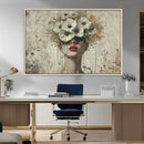 Abstract Floral Women Patel Wall Art Canvas Print