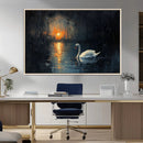 Abstract Swan on Water Wall Art Canvas Print - Elegant