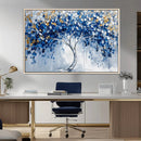 Blue and Gold Abstract Tree Wall Art Canvas Print | Modern