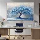 Abstract Blue Tree Art Canvas Print, Majestic Tree Wall Art