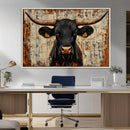 Rustic Texas Artwork Wall Art Canvas Print - Abstract Cow