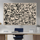 Abstract Love and Chaos Canvas Print, Black Symbols on Beige by MyGreatCanvas | Canvas Wall Art Prints | Photo Prints & Wall Decor