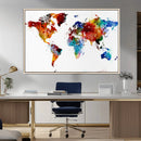 Colorful World Map Canvas Wall Art Print, Contemporary