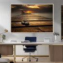 Stones on Wooden Pier at Sunset Canvas Print, Serene Coastal by MyGreatCanvas | Canvas Wall Art Prints | Photo Prints & Wall Decor