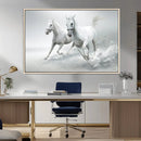 Large Wall Art Canvas Print – Beautiful Running White Horses