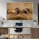 Large Wall Art Canvas Print – Two Running Brown Horses