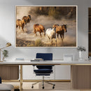 Large Wall Art 5 Horses Running on Sand Canvas Print