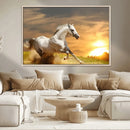 Large Wall Art Galloping White Horse at Sunset Canvas Print
