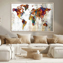 Vintage World Map Canvas Wall Art Print, Warm Tone Global by MyGreatCanvas | Canvas Wall Art Prints | Photo Prints & Wall Decor