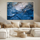Navy Blue Canvas Art Abstract Print – Elegant Triptych