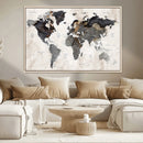Abstract Map Printing - Modern World Map Canvas Wall Art for