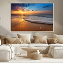 Sunset and Beach at Night Wall Art Canvas Print