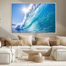 Blue Big Wave Surfing Ocean Canvas Wall Art Artwork Print