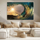Golden Wave Sunset Canvas Print – Large Coastal Wall Art for