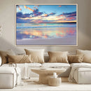Tranquil Pastel Sunset Beach Triptych Canvas Art, Soothing