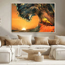Surf Wave Sunset Canvas Wall Art Print, 3-Panel Ocean