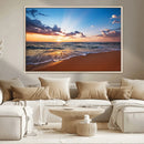 Serene Ocean Sunset Canvas Print, Golden Hour Beach Wall