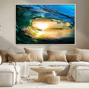 Ocean Wave at Sunset Canvas Art, Large Wall Print of Vibrant