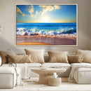Tropical Beach Sunset Canvas Art, Ocean Waves and Sandy