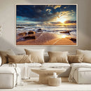 Golden Hour Beach Sunset Canvas Triptych, Ocean Waves and by MyGreatCanvas | Canvas Wall Art Prints | Photo Prints & Wall Decor