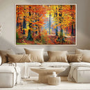 Autumn Red Forest Triptych Canvas Wall Art Print, Forest