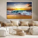 Golden Sunset Ocean Waves Wall Art Canvas Print – Multi