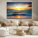 Vibrant Ocean Sunrise Over Golden Beach Waves, Giclee Canvas by MyGreatCanvas | Canvas Wall Art Prints | Photo Prints & Wall Decor