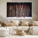 Vintage Ski Gear Canvas Print, Vintage Ski Gear Against