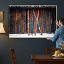 Vintage Ski Gear Canvas Print, Vintage Ski Gear Against