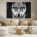 Black and White Wild Wolf Wall Art Canvas Print