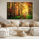 Sunlight Through Trees Wall Art Canvas Print - Autumn Forest