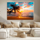 Palm Tree Sunset On The Beach Wall Art Canvas, Framed Palm by MyGreatCanvas | Canvas Wall Art Prints | Photo Prints & Wall Decor