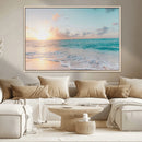 Tranquil Ocean Beach Sunset Canvas Wall Art | 3-Panel