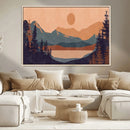 Modern Boho Sunset Canvas Print, Mountain Landscape Triptych