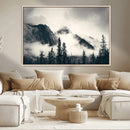 Large Foggy Mountain Forest Wall Art Canvas Print | Misty