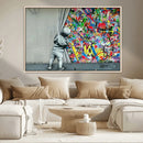 Banksy Colorful Street Graffiti Canvas Wall Art Print, by MyGreatCanvas | Canvas Wall Art Prints | Photo Prints & Wall Decor