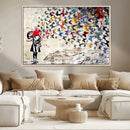 Banksy Art Butterfly Girl Explosion Canvas Art – Vibrant
