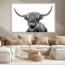 Grayscale Scottish Highland Cow Cattle Art Print Farmhouse by MyGreatCanvas | Canvas Wall Art Prints | Photo Prints & Wall Decor