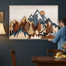 Woodland Mountain Landscape Triptych, Giclee Canvas Art for
