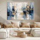 Modern Abstract Canvas Wall Art in Blue and Gold Tones |