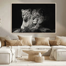 Lion Couple Wall Art Canvas Print – Elegant Black and White