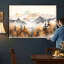 Abstract Mountain Wall Art | Misty Mountain Forest and