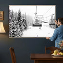 Ski Wall Art - Ski Lift Wall Art Canvas Print Snow Covered by MyGreatCanvas | Canvas Wall Art Prints | Photo Prints & Wall Decor