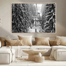 Winter Ski Lift Black and White Canvas Wall Art – Alpine