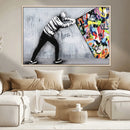 Banksy Art Behind the Curtain Street Wall Art Canvas Print |