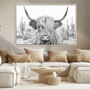 Rustic Charm | Cow Longhorn Black White Bighorn Wall Art by MyGreatCanvas | Canvas Wall Art Prints | Photo Prints & Wall Decor